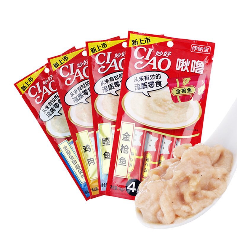 Sốt thưởng Ciao Churu thơm ngon dành cho mèo túi 4 thanh - thức ăn súp thưởng dạng ướt - Kitty Pet Shop BMT