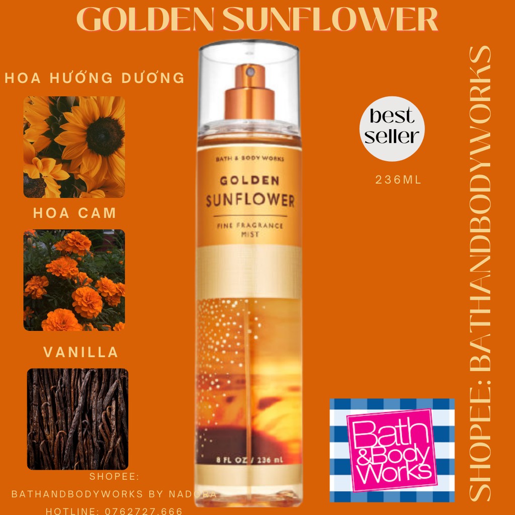 Xịt Thơm Toàn Thân Bath And Body Works - Golden Sunflower Body Mist (236ml)