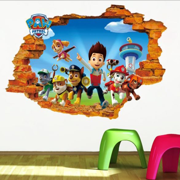 Giấy decal dán tường hoạt hình paw patrol biệt đội cứu hộ