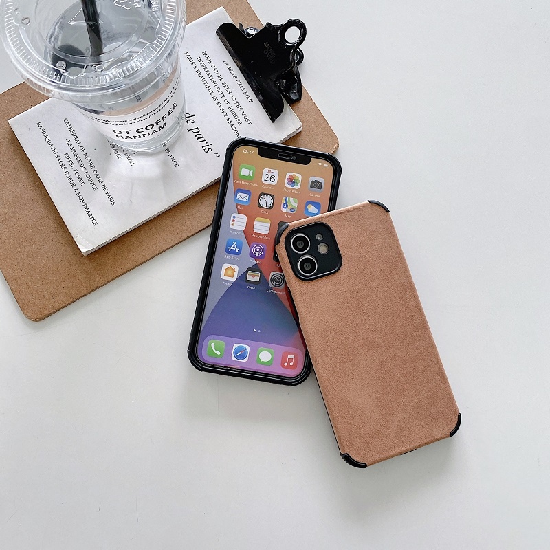 Ốp Điện Thoại Da Cừu Viền Dẻo Màu Trơn Kiểu Cổ Điển Cho iP G / 8G 7P / 8P X / XS XR XS MAX 11 11PRO 11PROMAX