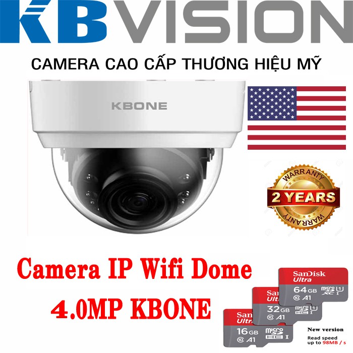 [HOT NEW] Camera IP Wifi Dome 4.0MP KBONE KN-4002WN - Tặng Kèm Thẻ Nhớ - Bảo Hành 2 Năm