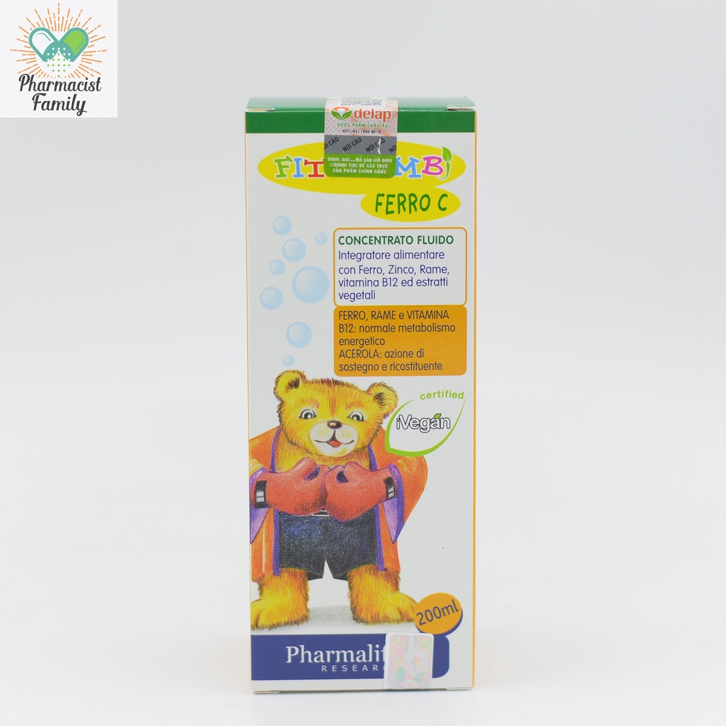 [Italia] Fitobimbi Ferro C - Bổ sung Sắt, Kẽm và các Vitamin, Khoáng Chất. Giúp tăng đề kháng - 200ml