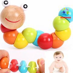 CSG - Đồ chơi con sâu gỗ và ong gỗ uốn dẻo nhiều màu sắc đáng yêu cho bé