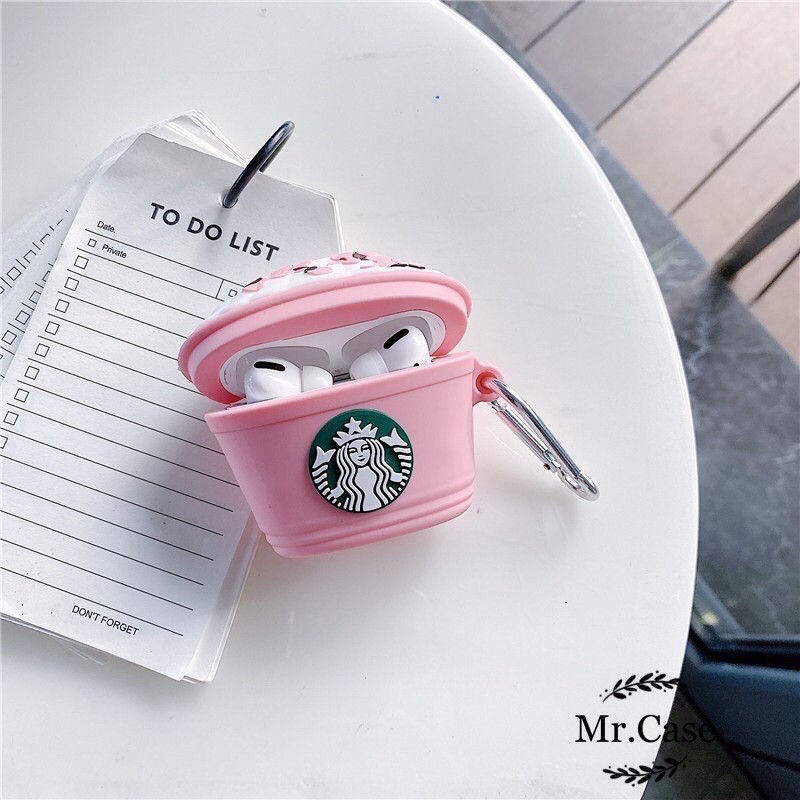 Case Airpods 1/2 /Pro Vỏ Ốp Tai Nghe Hình Ly Starbuck Hồng- Mr.Case AirPods