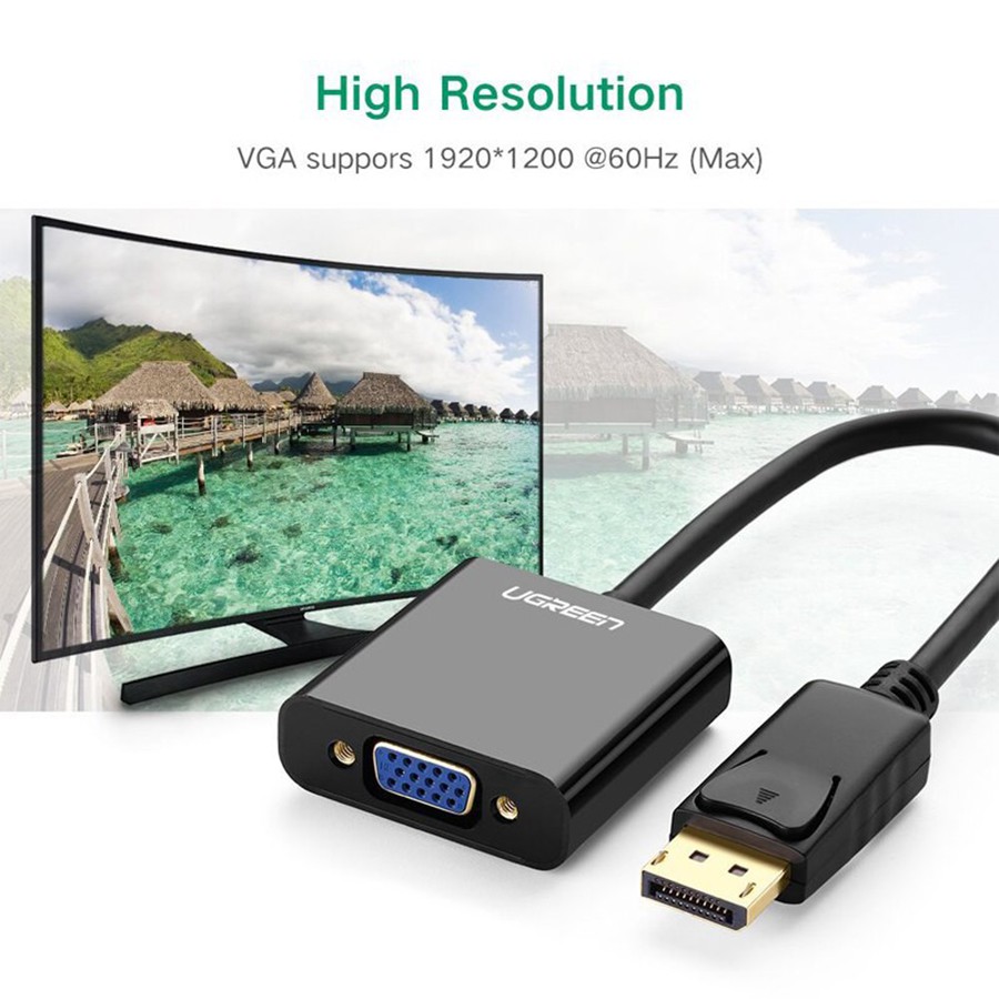 [Mã ELHACE giảm 4% đơn 300K] Cáp chuyển đổi Displayport to VGA Ugreen 20415 cao cấp - Hapustore