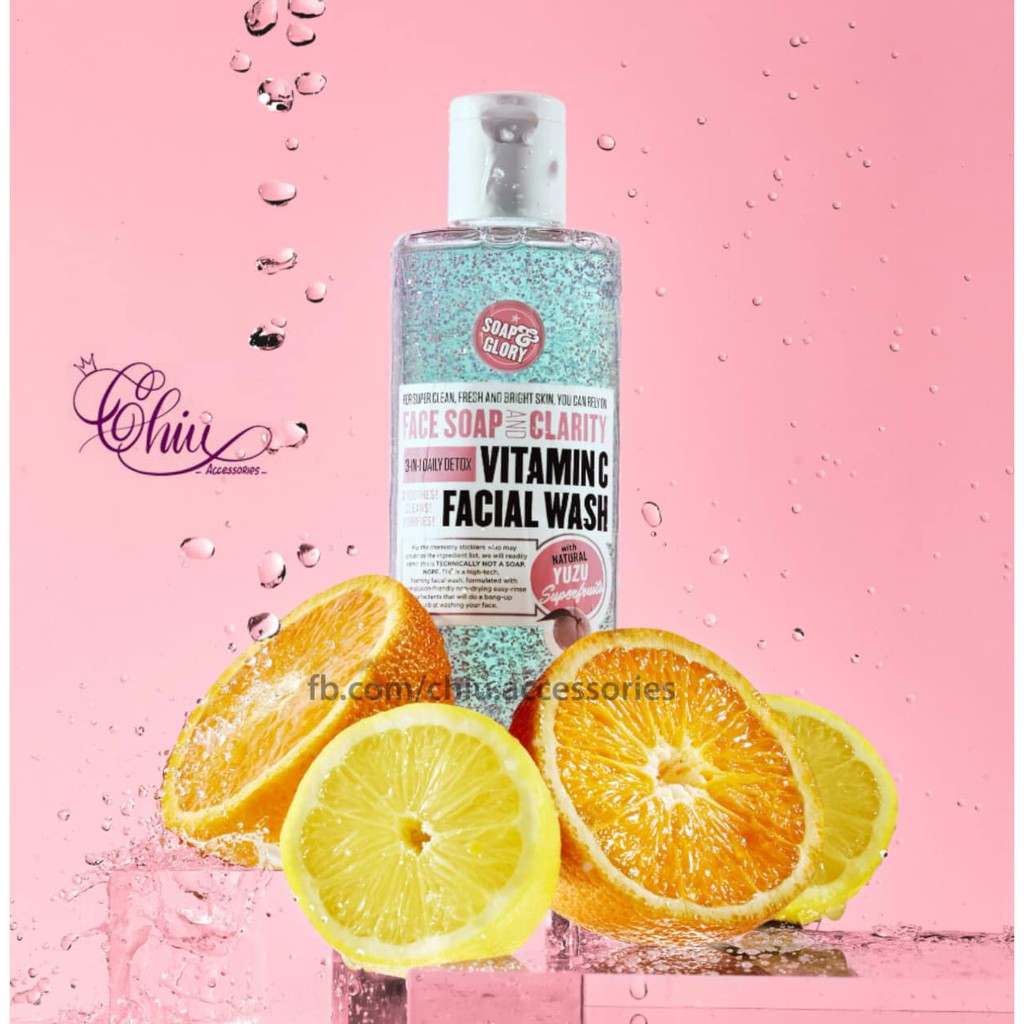 Sữa rửa mặt làm sáng da Soap and Glory Face Soap and Clarity 3 in 1 Daily Vitamin C Facial Wash 350ml