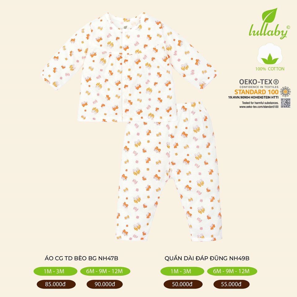 [FAFRINW05 giảm tối đa 30k đơn 150k][Sale] Bộ cài giữa Lullaby cotton mỏng họa tiết dễ thương NH47B-NH48B cho bé