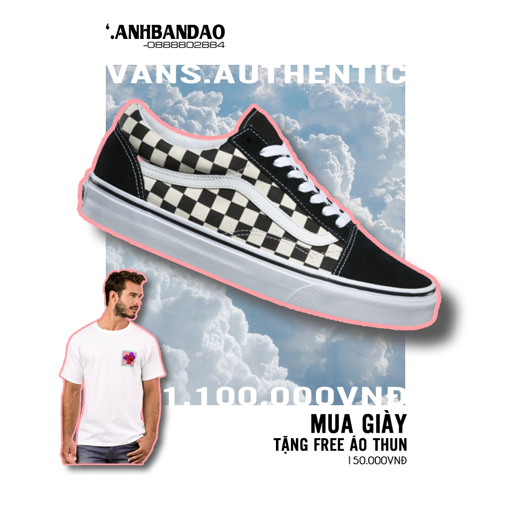 Giày Sneaker Unisex Vans OG Old Skool Primary Checkerboard Back/White