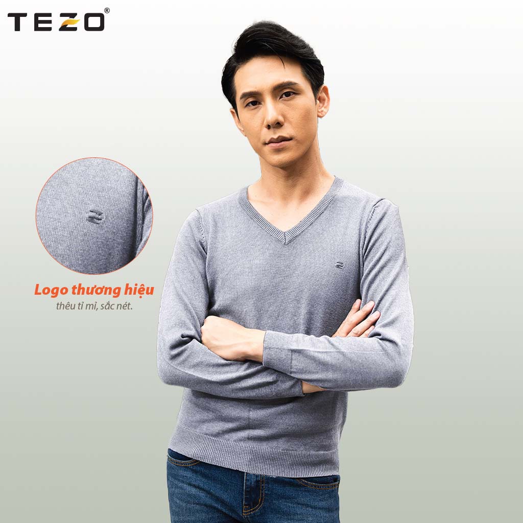 Áo len nam TEZO, áo len trơn cổ tim dài tay chất len dày dặn co giãn tốt 4 màu mã 2110ALIT01