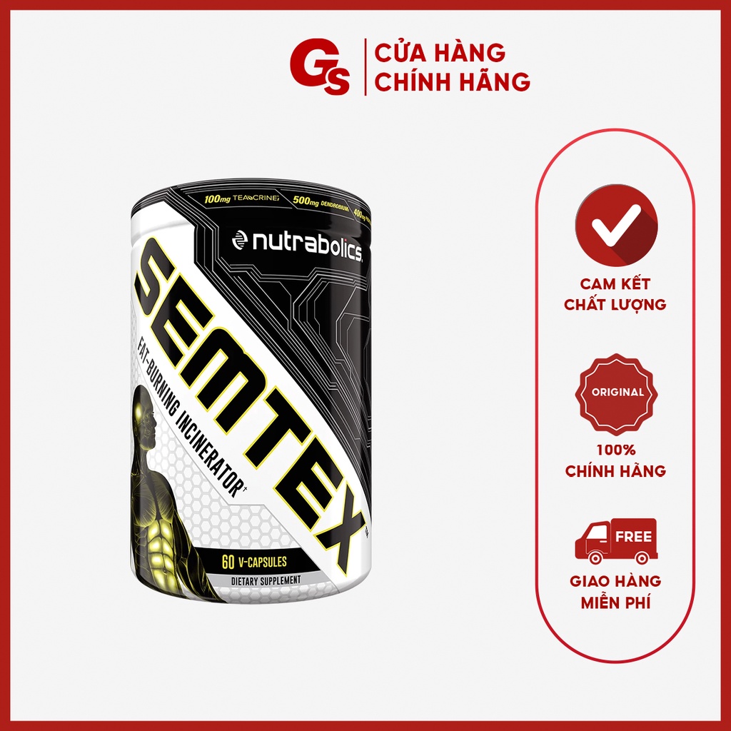 Viên uống Nutrabolics Semtex (60 Capsules) giảm mỡ hiệu quả, sinh nhiệt, tăng cường trao đổi chất