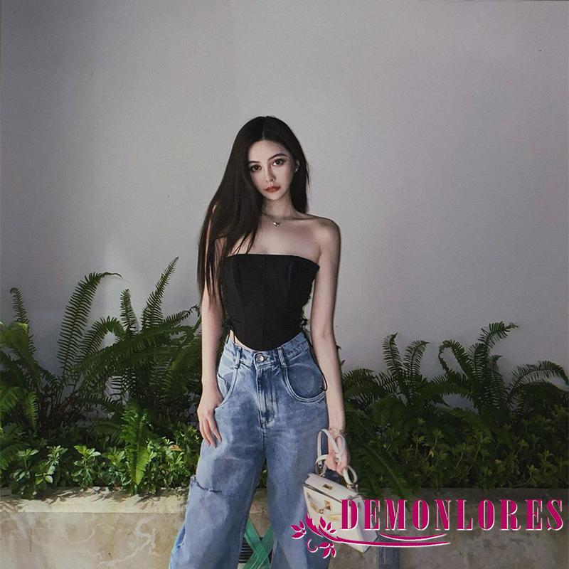 Áo ống không dây màu trơn mỏng thời trang dành cho nữ