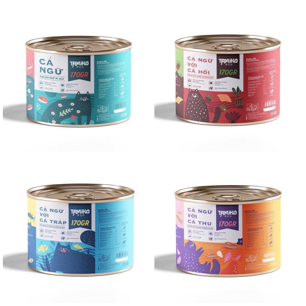 Pate thức ăn ướt cho mèo dạng jelly TAMIKO lon 170 gram