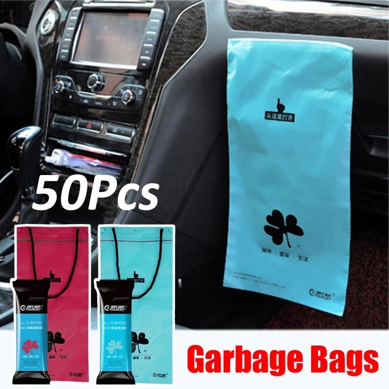 Set 50 Túi Đựng Rác Tự Dính Chống Thấm Nước Phân Hủy Được Cho Xe Hơi