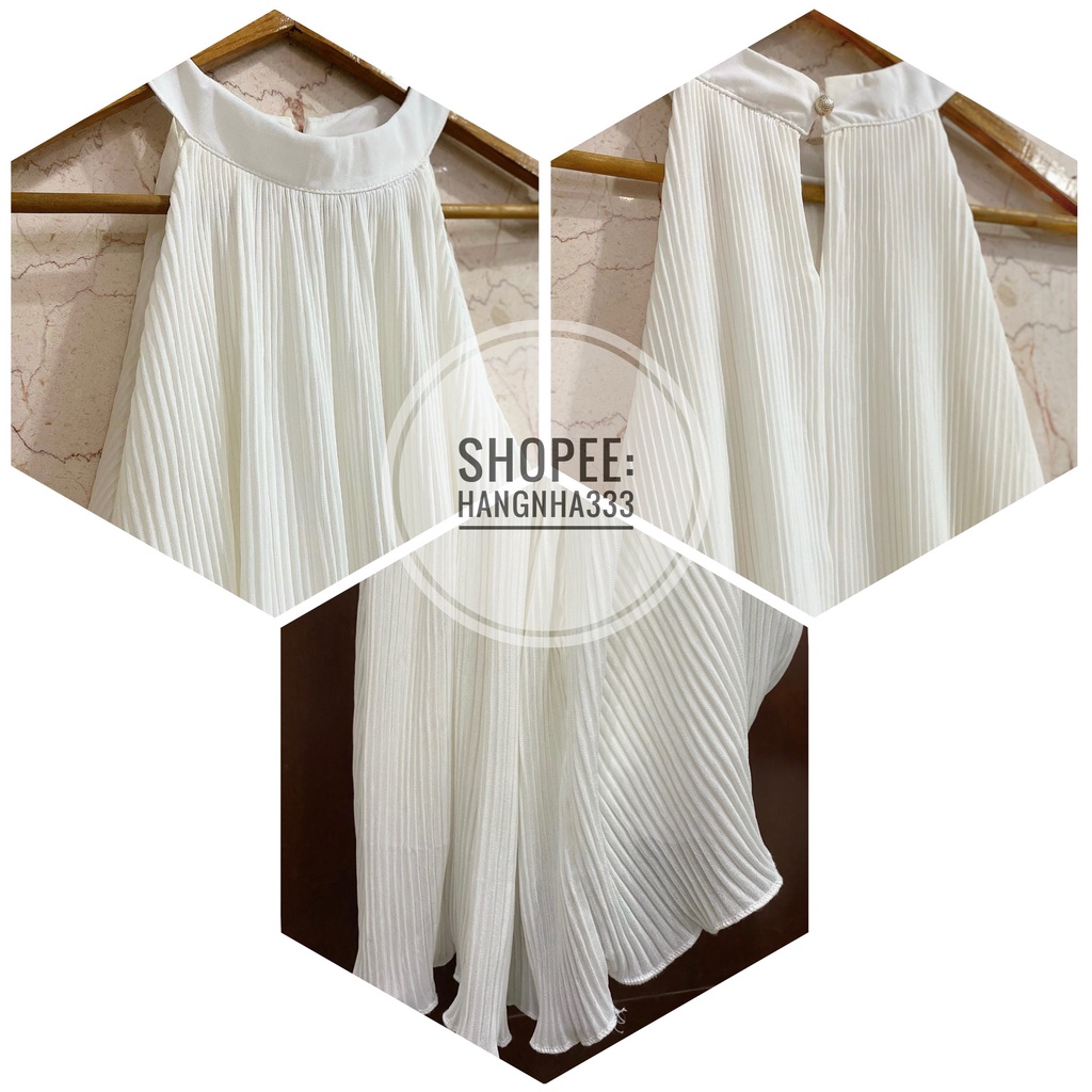 BACHHOAXINH | Váy dập ly cổ yếm form maxi sang trọng ULZZANG