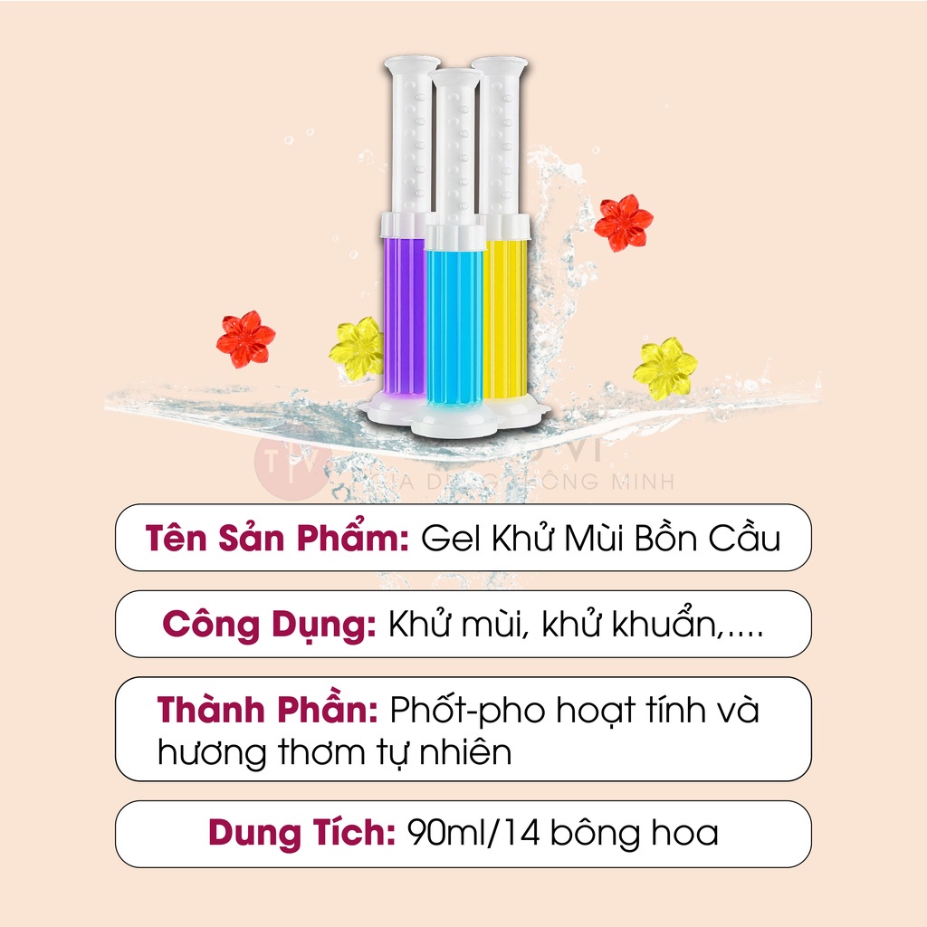 Gel Khử Mùi Bồn Cầu, Bồn Rửa Tay 6 Loại Mùi Hương - Gel Khử Mùi, Khử Khuẩn Hình Bông Hoa