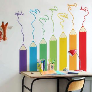 Decal dán tường bút chì màu