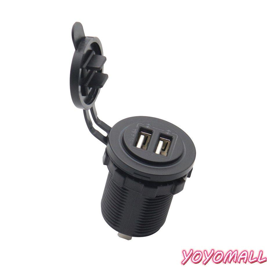 YOYO Dual Port Input USB Car Charger Socket 4.8A 5V Blue Light Touch Button Switch