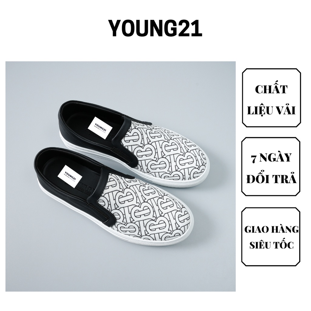 Giày lười nam slipon họa tiết chữ B chất liệu vải mới YOUNG21 2022