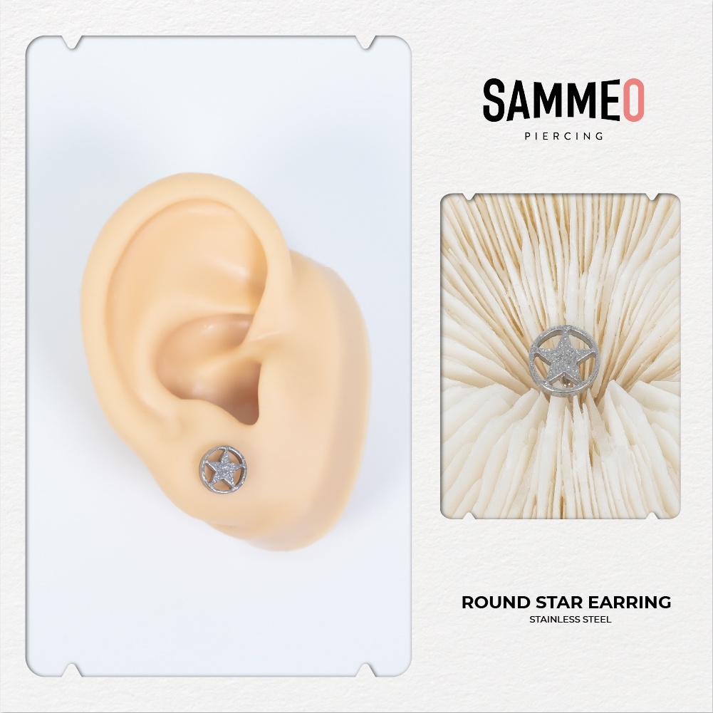 Khuyên thép không gỉ Round Star Earring