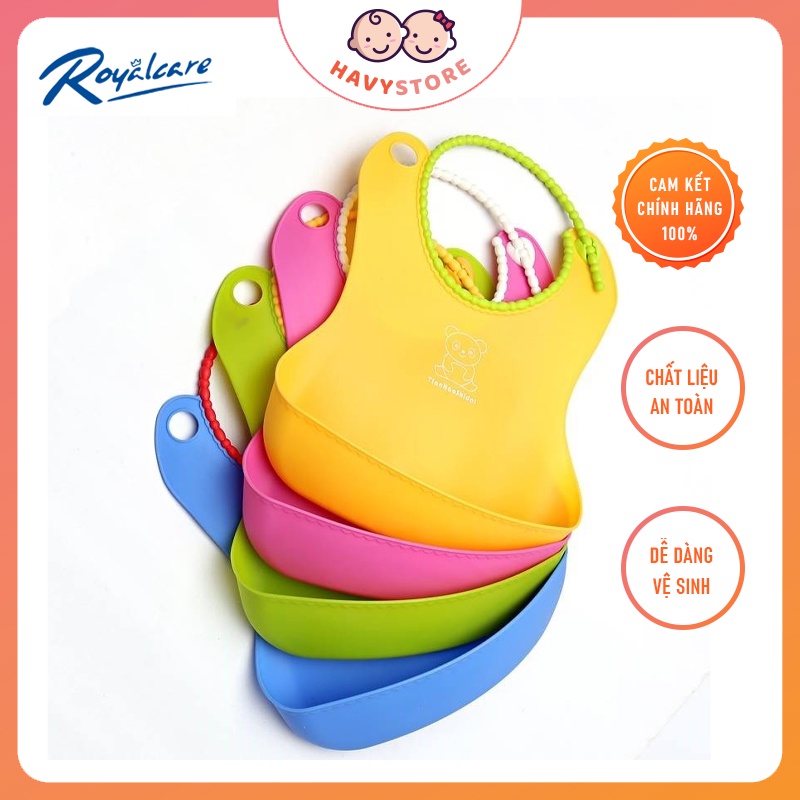 Yếm Máng Nhựa Mềm Cho Bé Ăn Dặm Royalcare Đủ Màu