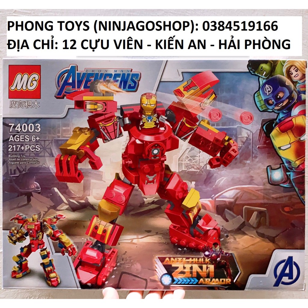 Lắp ráp xếp hình Lego siêu anh hùng 74003 : Người sắt iron man biến đổi 2 in 1