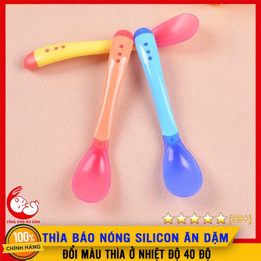 Thìa Ăn Dặm Báo Nóng Silicon Cho Bé Giúp Bé Ăn Ngoan - SP000693