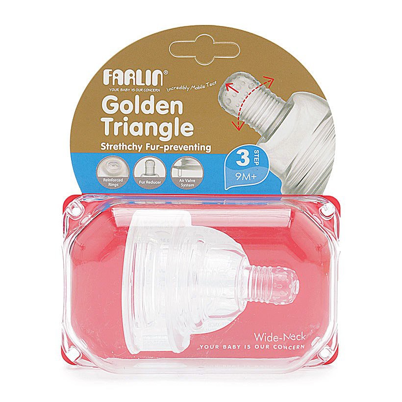 Bộ Đôi Núm Ti Co Giãn Chống Sặc & Tưa Lưỡi Farlin P-3L Cổ Rộng Step 3