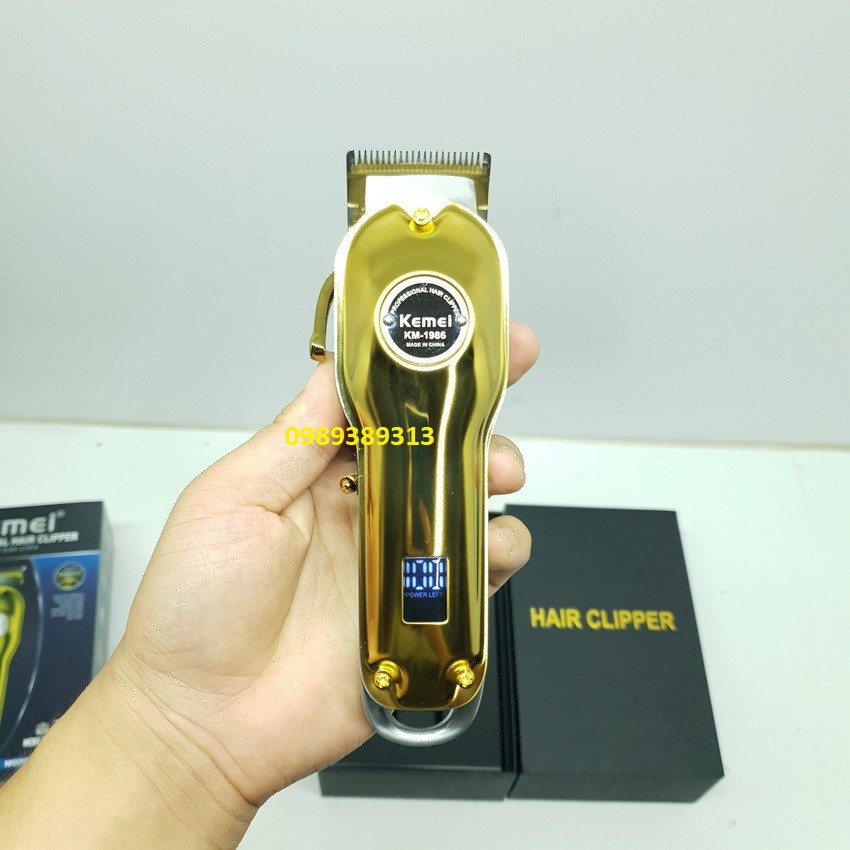 Tông đơ cắt tóc Kemei 1986 Gold vỏ thép + cữ 1.5mm 4.5mm