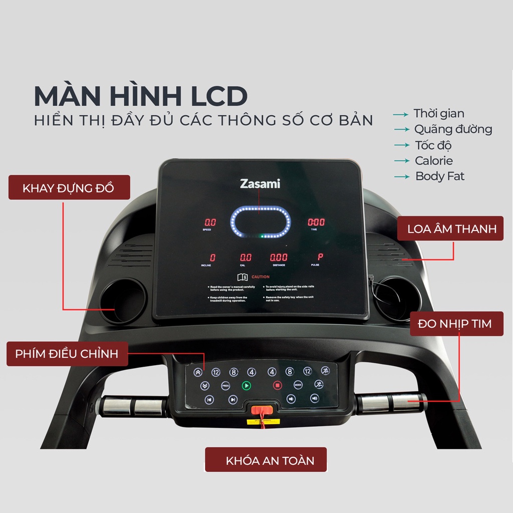 Máy Chạy Bộ Điện Cao Cấp ZASAMI KZ-C202 Gấp Gọn Dễ Dàng Bảo hành chính hãng 1 đổi 1 trong vòng 7 ngày