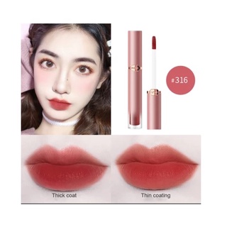 Son kem lì đỏ cam đất hojo powder mist velvet lip glaze #316