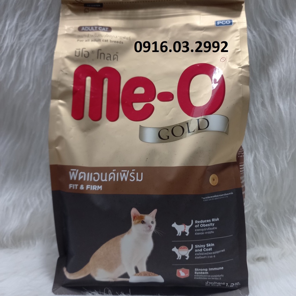 Thức ăn mèo Me-o Gold 1.2kg giảm mùi hôi tiêu búi lông, Fit and Firm, Indoor, Persian