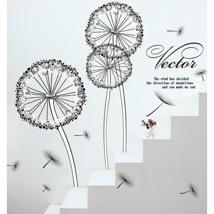 Decal trang trí hoa bồ công anh tròn