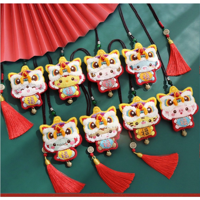 DIY Dây Móc Khóa Thêu tay thủ công ĐẦU LÂN Xinh Xắn Phụ kiện 12 CON GIÁP SINH NHẬT/ ZEN HANDMADE