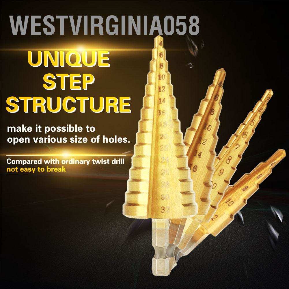Hot Deals 1 cái thép tốc độ cao Bước hình nón Máy khoan lỗ cắt lỗ Hex Shank Mạ titan Westvirginia058 Spot Express