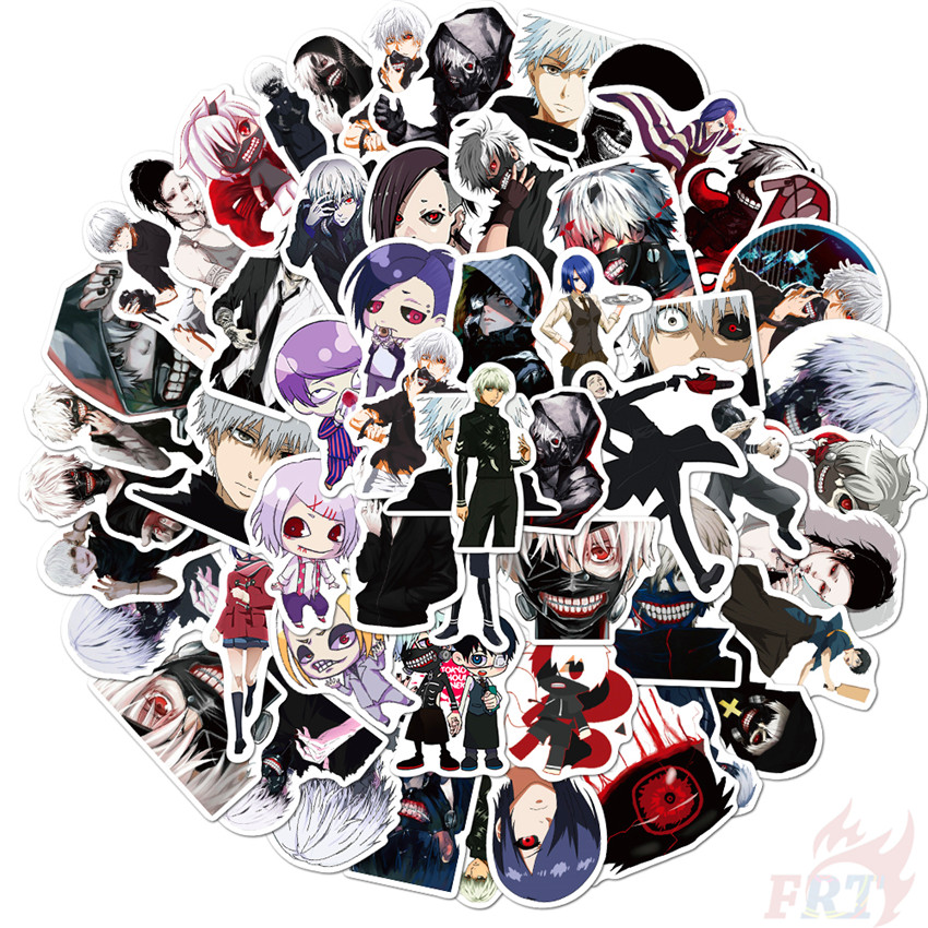 Set 50 Miếng Dán Họa Tiết Anime Tokyo Ghoul Series 04 Kaneki Ken Touka Kirishima Đa Năng Không Thấm Nước