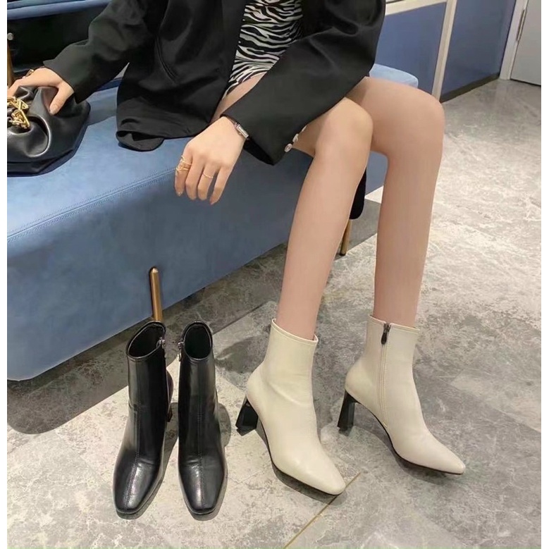 Boot da dây kéo cổ cao