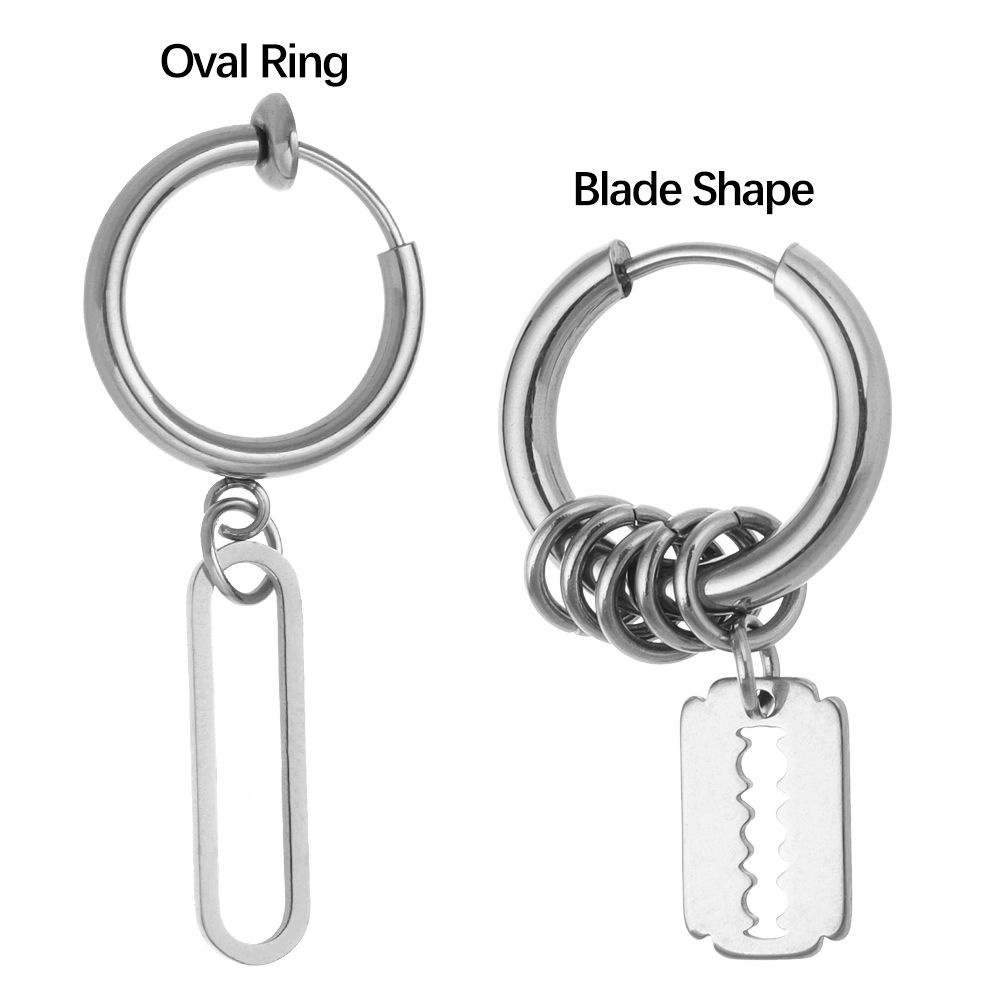 Khuyên Tai Dạng Kẹp Hình Ovan Không Xỏ Khuyên Thời Trang Phong Cách Punk