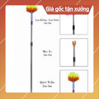 Gậy quét mạng nhện 3 mét 3 chức năng : treo quần áo, lau kính có thể thu gọn