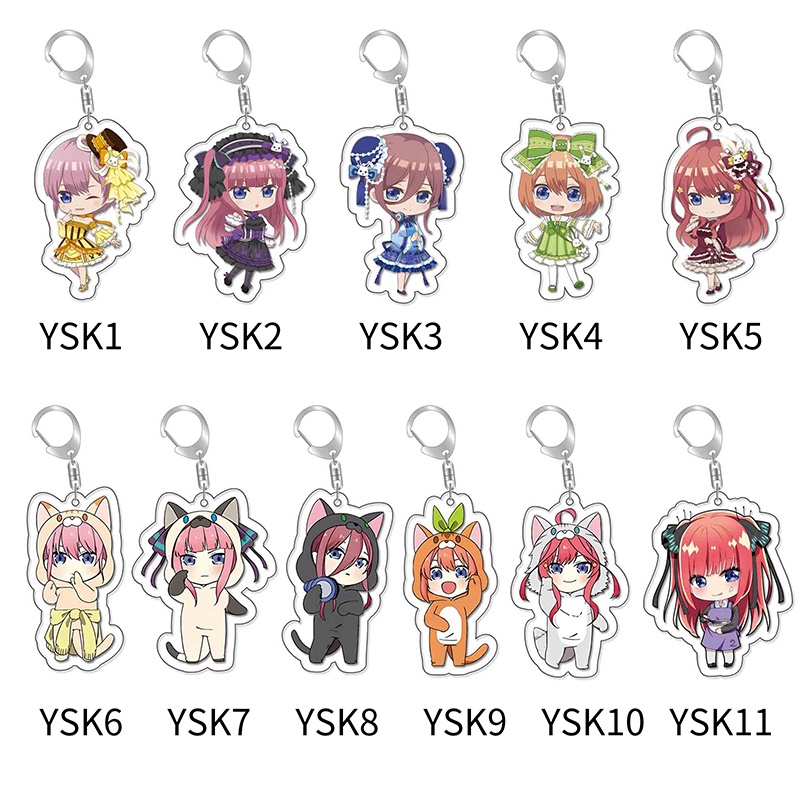 Móc Khóa Acrylic Hình Trái Tim Anime The Quintuplets Nakano Ichika Nino Miku Yotsuba Itsuki Sisters