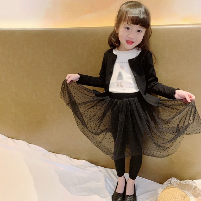 Chân Váy Xòe Kèm Quần Legging Thoáng Khí Mềm Mại Dễ Thương Cho Bé Gái