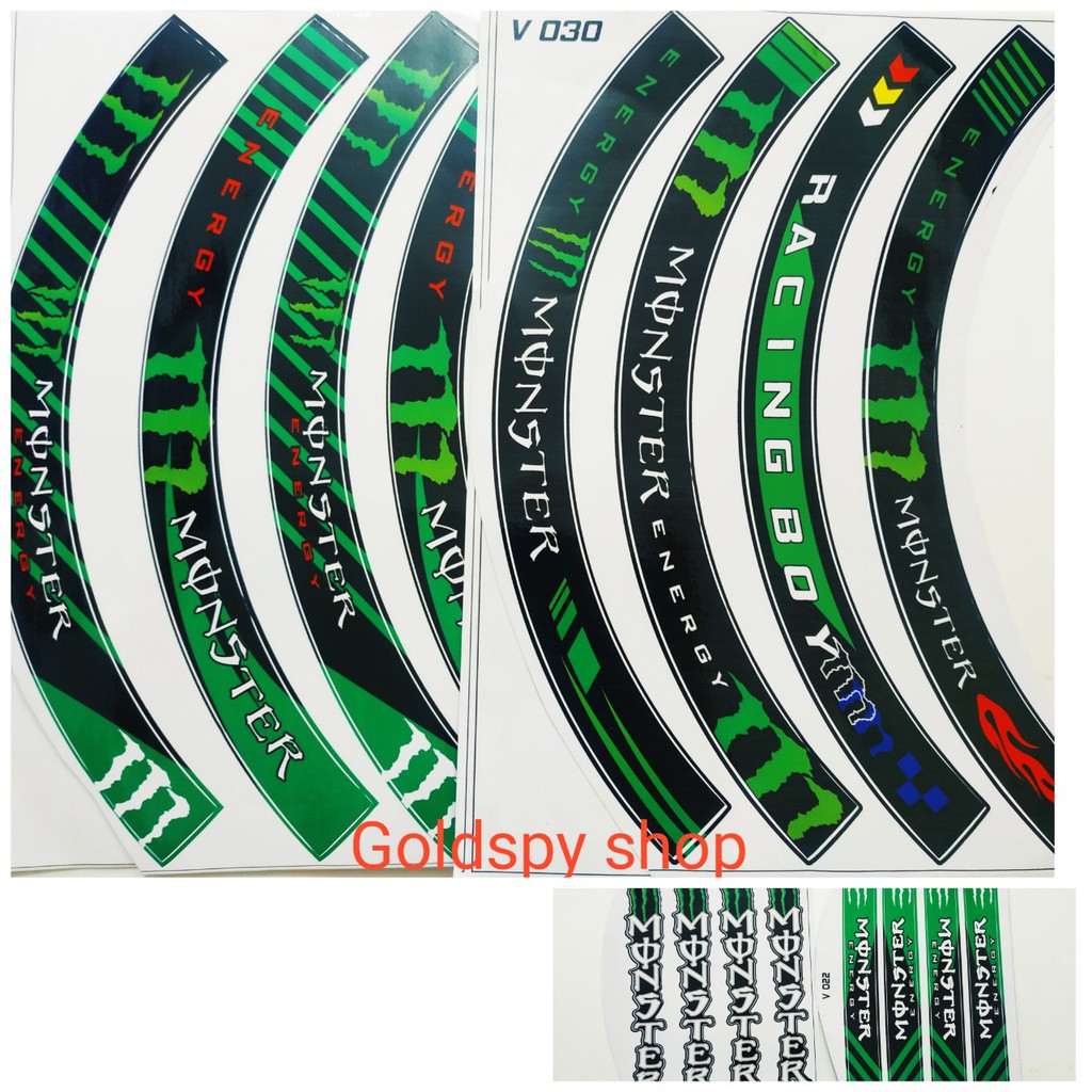 Tem Dán Vành Xe - Decal Dán Vành Xe Monter ( giá 1 bộ)
