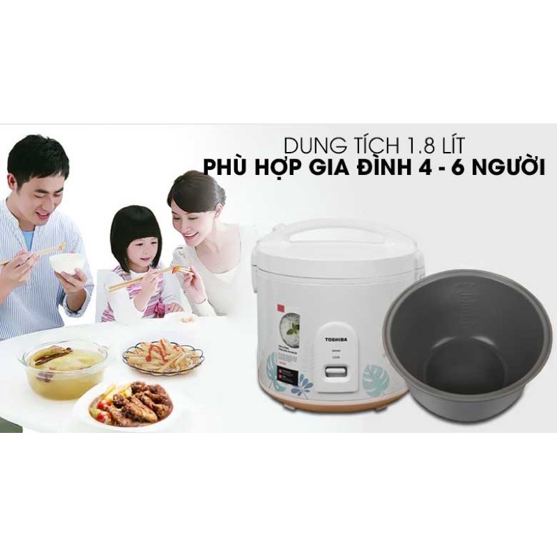 Nồi cơm nắp gài Toshiba 1.8 lít RC-18JH2PV hàng chính hãng bảo hành 12 tháng -Hàng trưng bày mới 99%