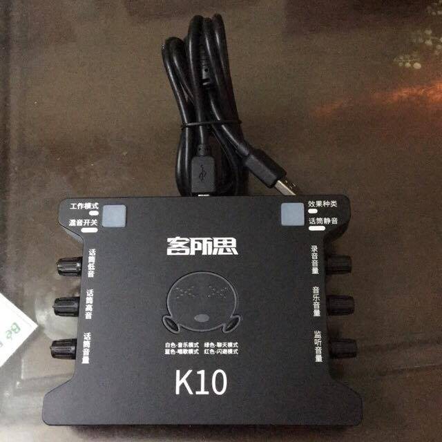 Combo sound card thu âm,Karaoke,Livestream online XOX K10, chân kẹp bàn, màng lọc míc