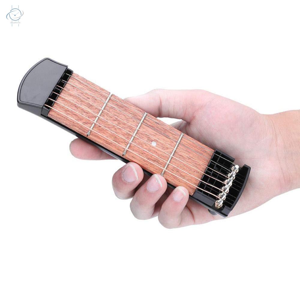 ♫6 String 4 Fret Model Portable Pocket Guitar Neck Chord Trainer Guitar Practice Tool for Trainer Beginner Black