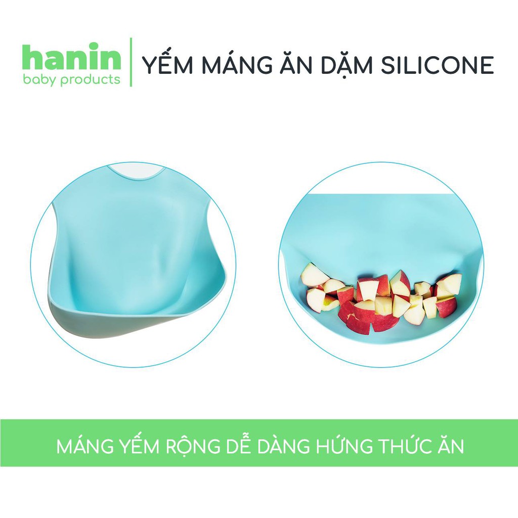 Yếm ăn dặm silicon có máng blw cho bé Hanin YAD003