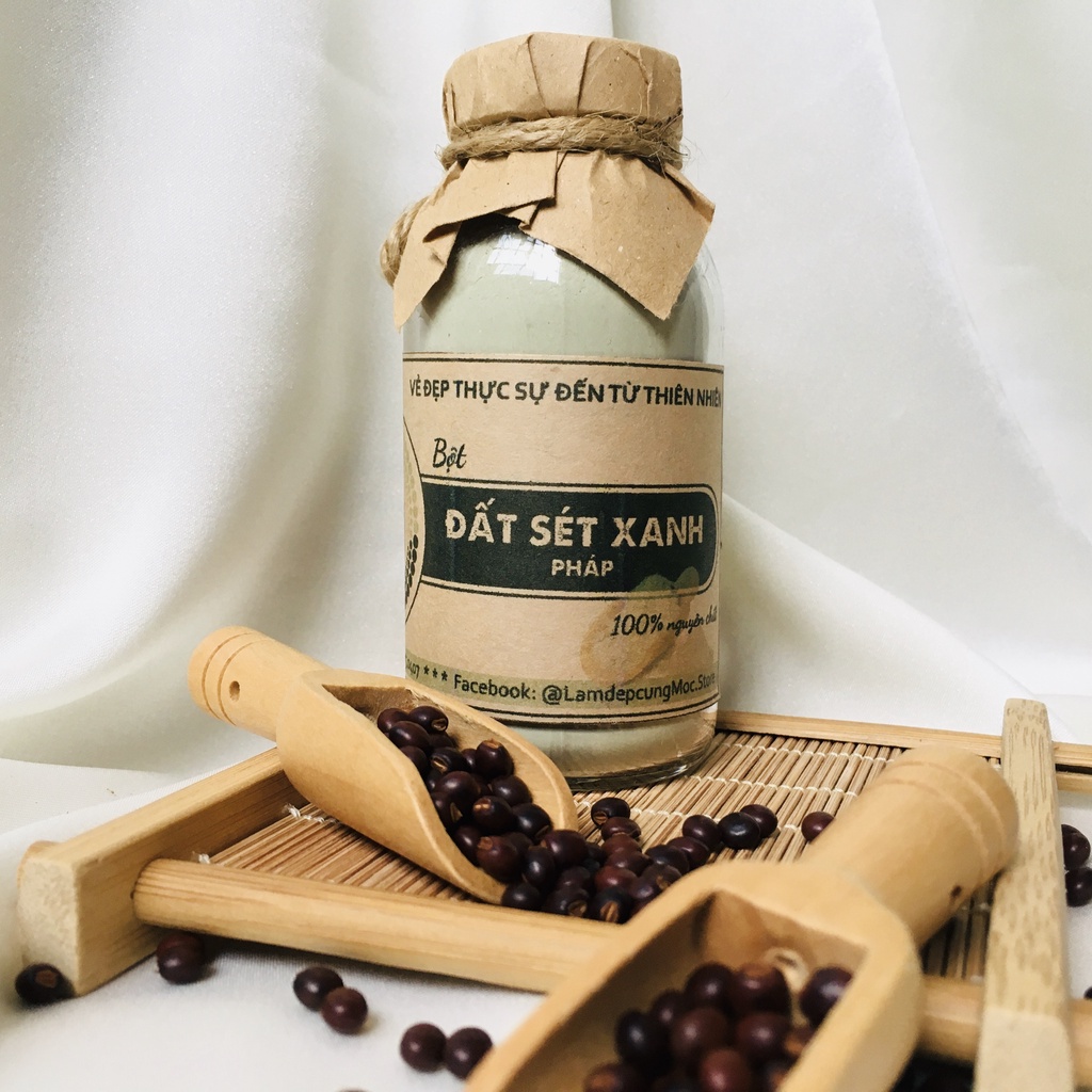 Mask bột mặt nạ đất sét xanh nguyên chất MỘC - ngăn ngừa mụn, kiềm dầu, làm sạch sâu, tái tạo da chai 100/200ml