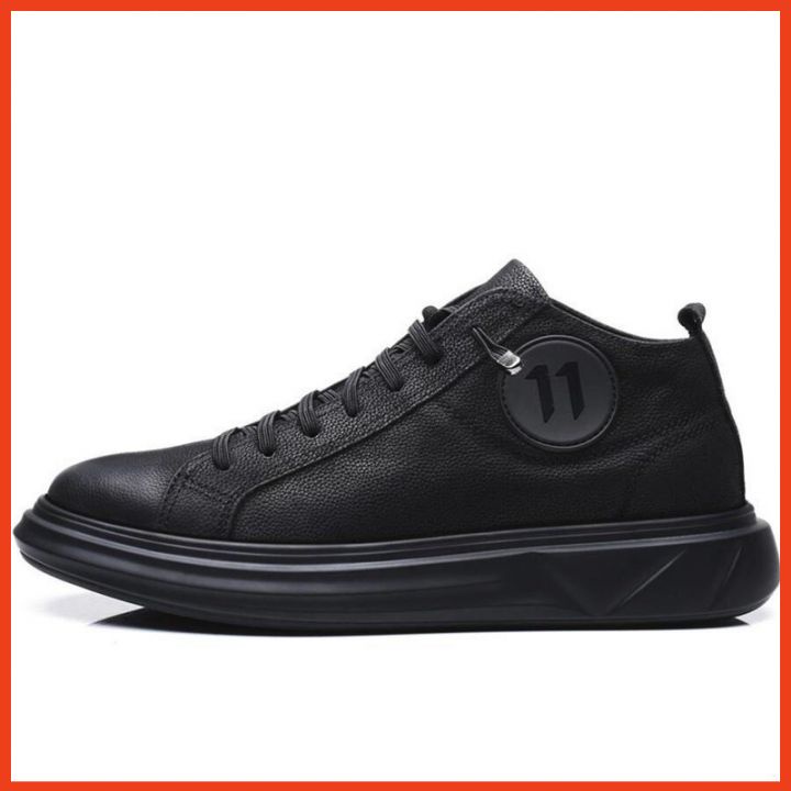 Giày Da Nam Sneaker Màu Đen Kiểu Dáng Hàn Quốc Mang Siêu Nhẹ