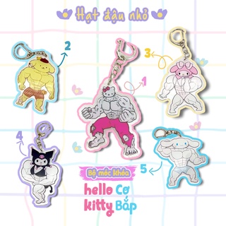 Móc khóa hello kitty đô con cơ bắp dễ thương phong cách anime dành cho cặp đôi, móc khóa xe máy, balo