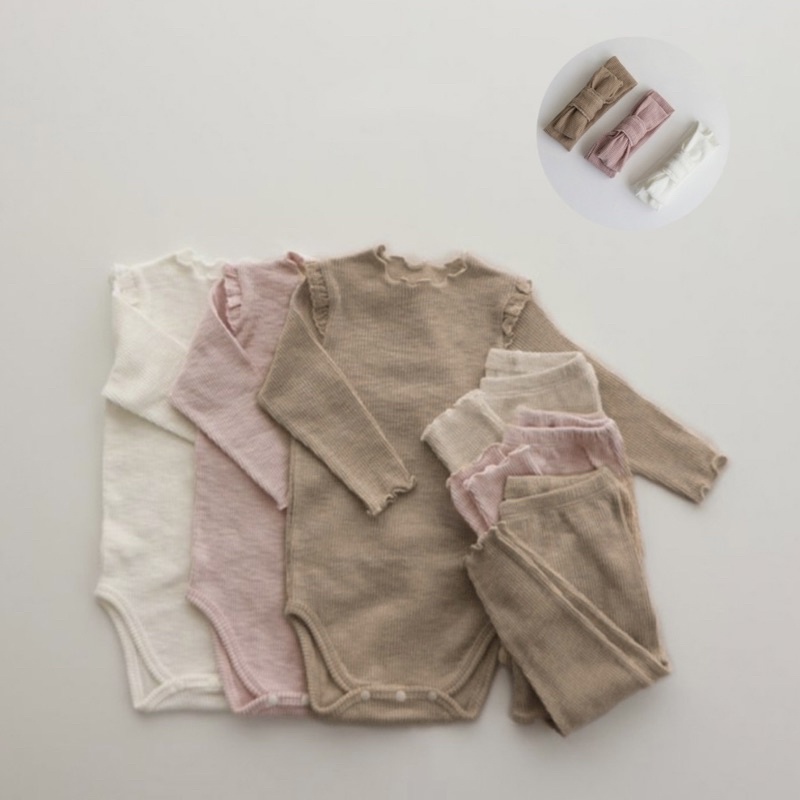 Set Body kèm quần và turban nơ tiểu thư cho bé