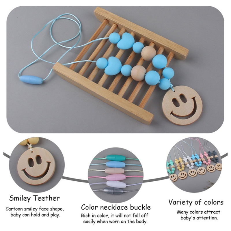 Đồ Chơi Dây Chuỗi Hạt Dài Bằng Silicon Cấp Thực Phẩm Hình Mặt Cười Dễ Thương Cho Bé Mọc Răng